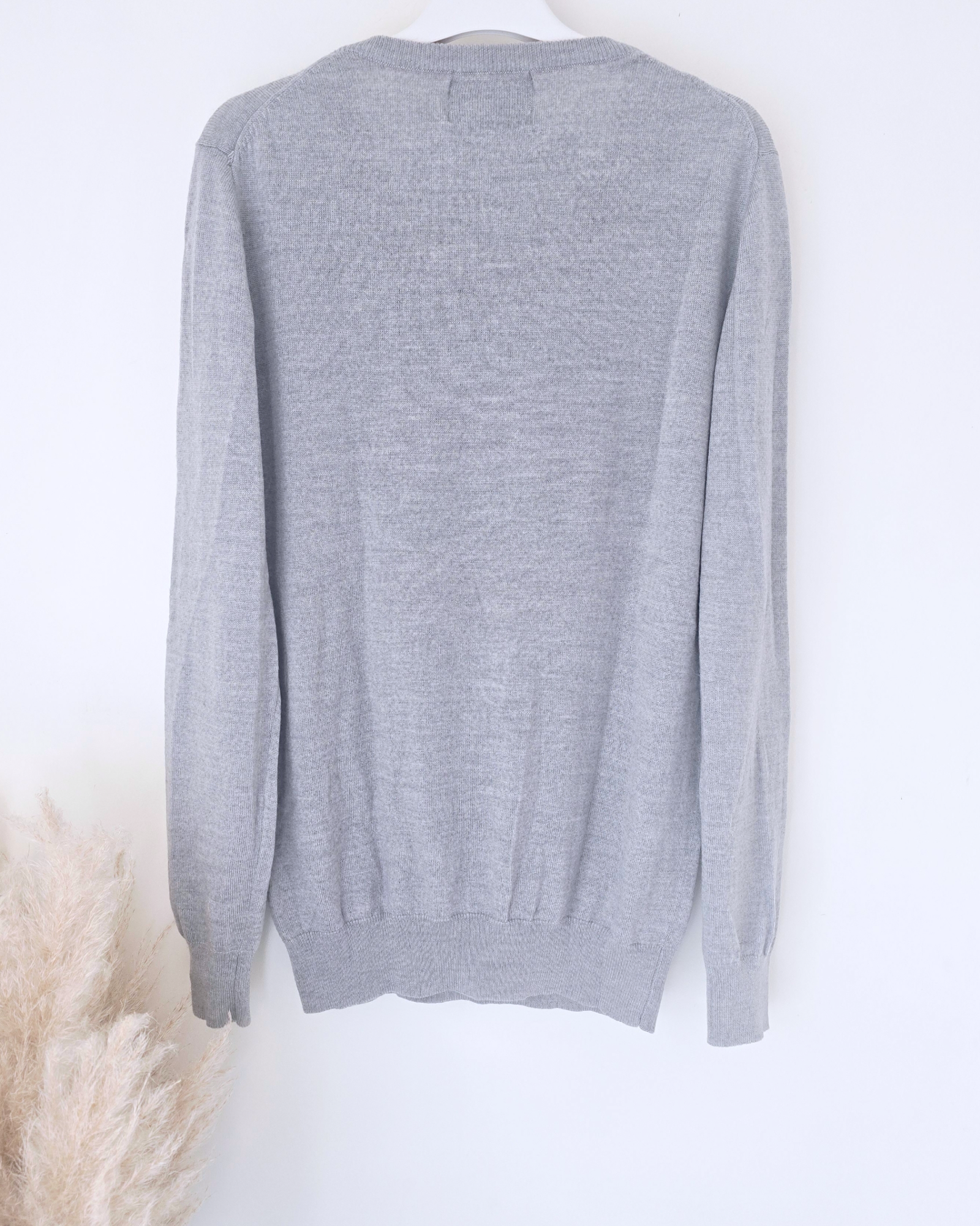 Pull gris merinos bouche perles