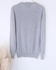 Pull gris merinos bouche perles