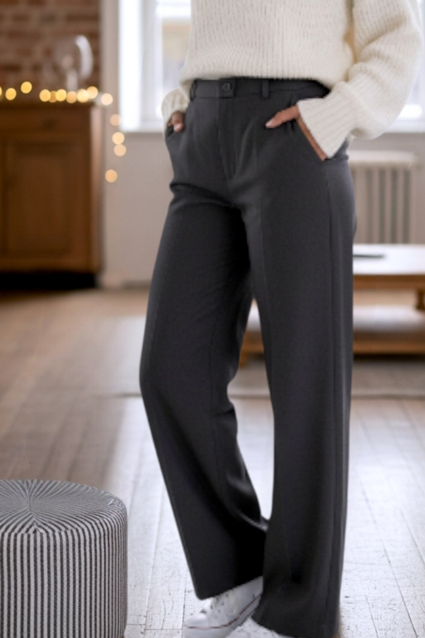 Pantalon gris anthracite jambes larges