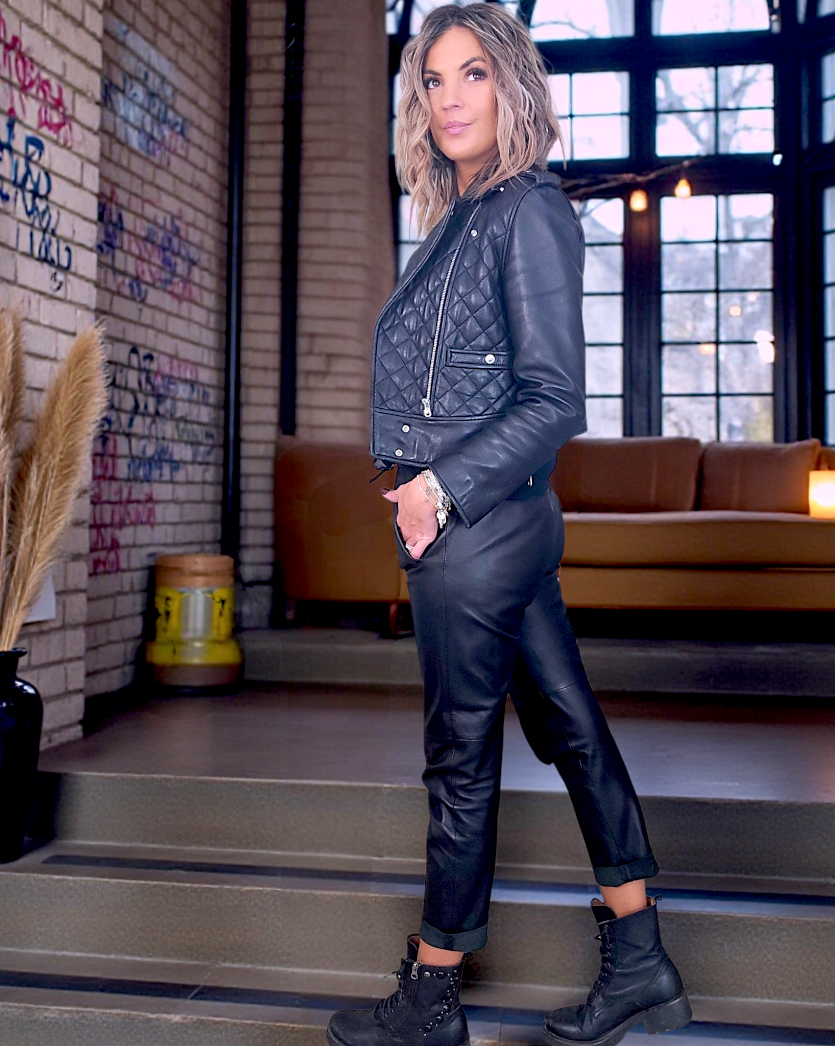 Jeeging noir 100% cuir