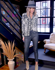 Pantalon slim huilé gris anthracite