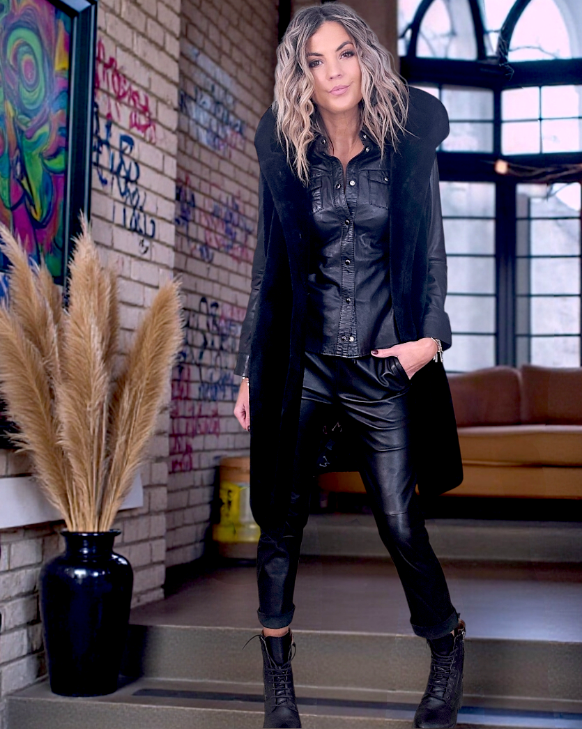 Jeeging noir 100% cuir