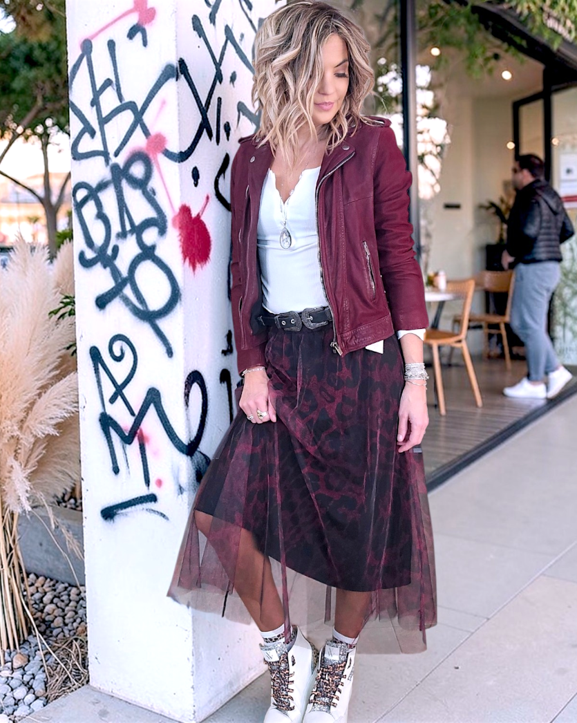 Jupe aubergine imprimé léopard - 𝐌𝐚𝐫𝐢𝐧𝐚𝟒𝟒𝐟𝐚𝐦𝐢𝐥𝐲
