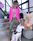 Veste cintrée rose fluo - 𝐌𝐚𝐫𝐢𝐧𝐚𝟒𝟒𝐟𝐚𝐦𝐢𝐥𝐲