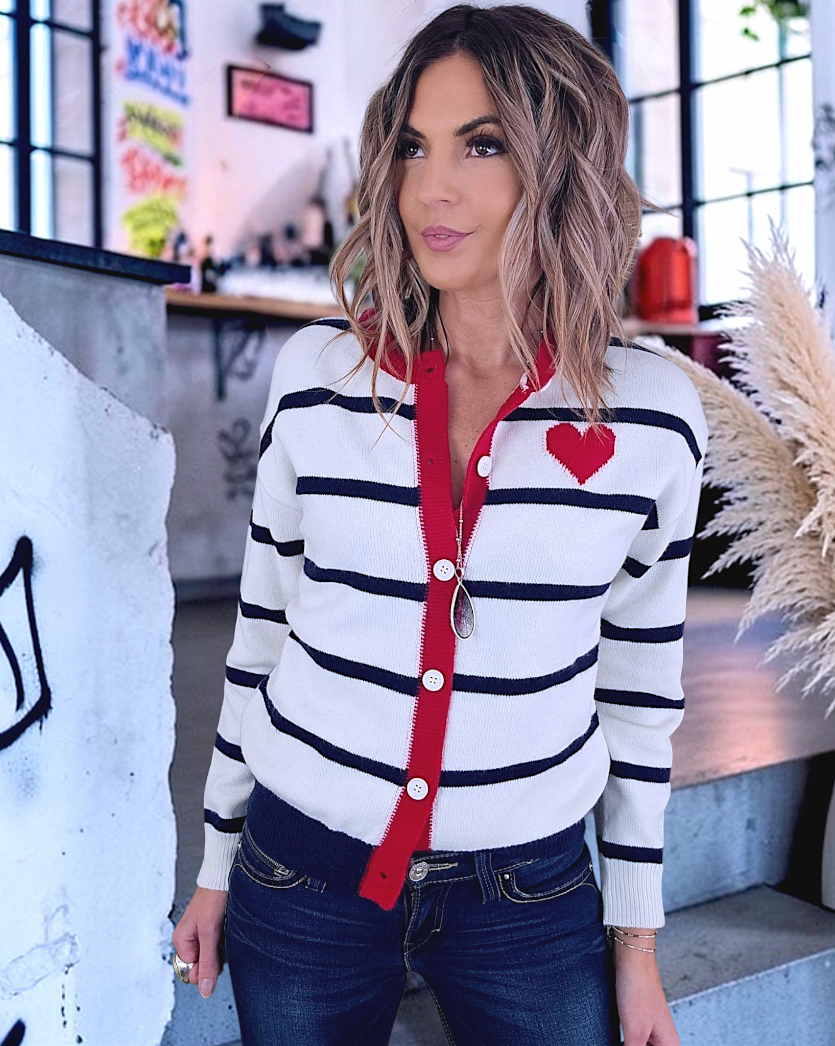 Cardigan amour marinière - 𝐌𝐚𝐫𝐢𝐧𝐚𝟒𝟒𝐟𝐚𝐦𝐢𝐥𝐲