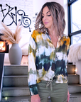 Chemise tie and dye kaki et jaune - 𝐌𝐚𝐫𝐢𝐧𝐚𝟒𝟒𝐟𝐚𝐦𝐢𝐥𝐲