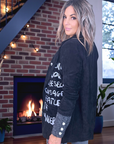 Veste en velours noir délavé à tags + pin's skull - 𝐌𝐚𝐫𝐢𝐧𝐚𝟒𝟒𝐟𝐚𝐦𝐢𝐥𝐲