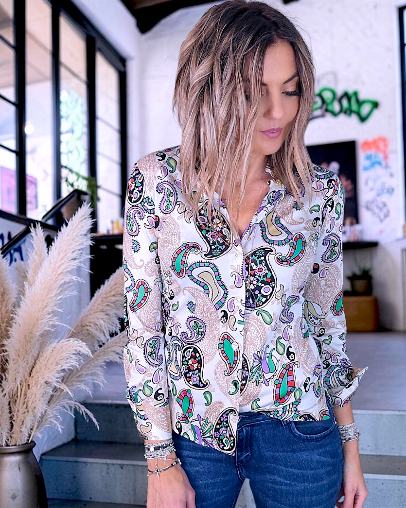 Chemise vintage flowers en lycra - 𝐌𝐚𝐫𝐢𝐧𝐚𝟒𝟒𝐟𝐚𝐦𝐢𝐥𝐲