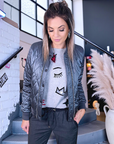 Doudoune matelassée gris métallisé - 𝐌𝐚𝐫𝐢𝐧𝐚𝟒𝟒𝐟𝐚𝐦𝐢𝐥𝐲