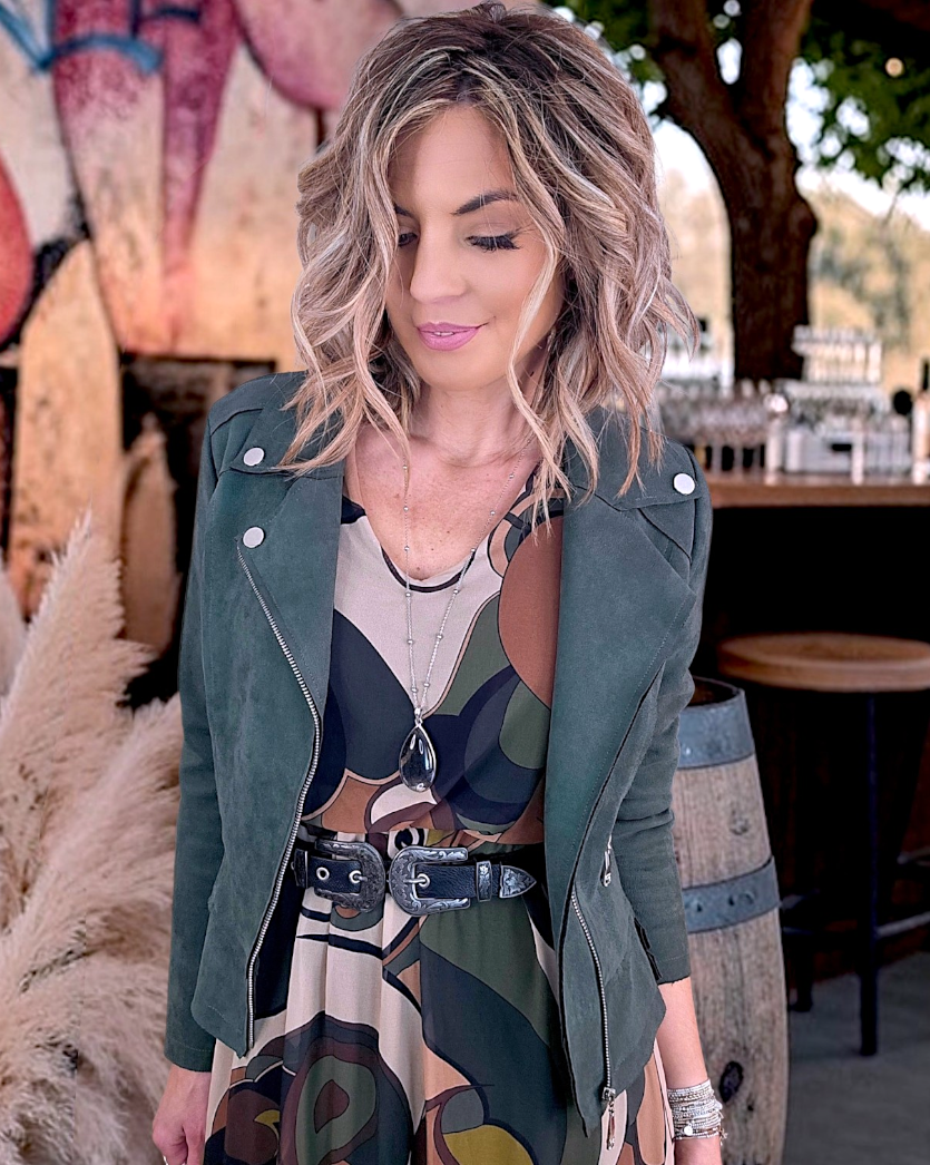 Perfecto suédine kaki vert - 𝐌𝐚𝐫𝐢𝐧𝐚𝟒𝟒𝐟𝐚𝐦𝐢𝐥𝐲