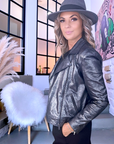 Perfecto cuir noir argenté - 𝐌𝐚𝐫𝐢𝐧𝐚𝟒𝟒𝐟𝐚𝐦𝐢𝐥𝐲