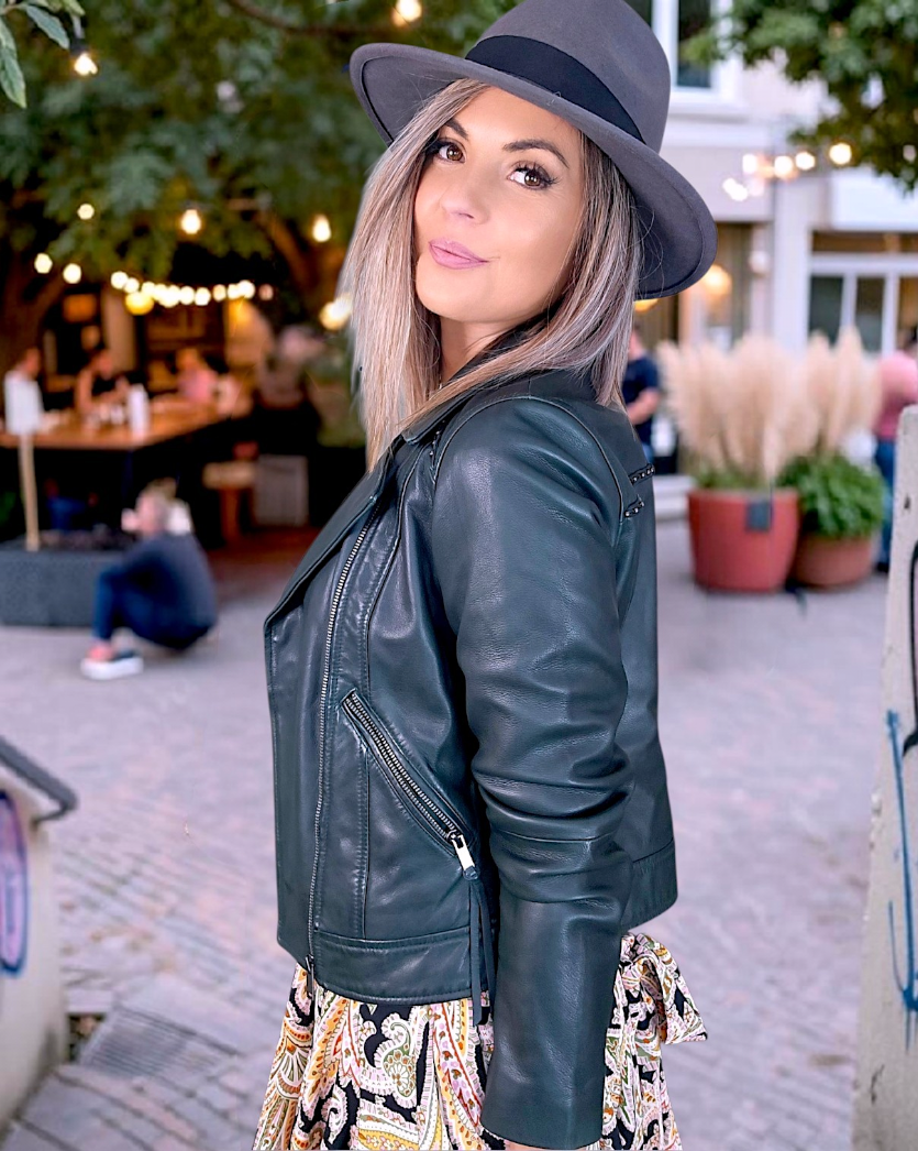 Perfecto vert 100% cuir - 𝐌𝐚𝐫𝐢𝐧𝐚𝟒𝟒𝐟𝐚𝐦𝐢𝐥𝐲