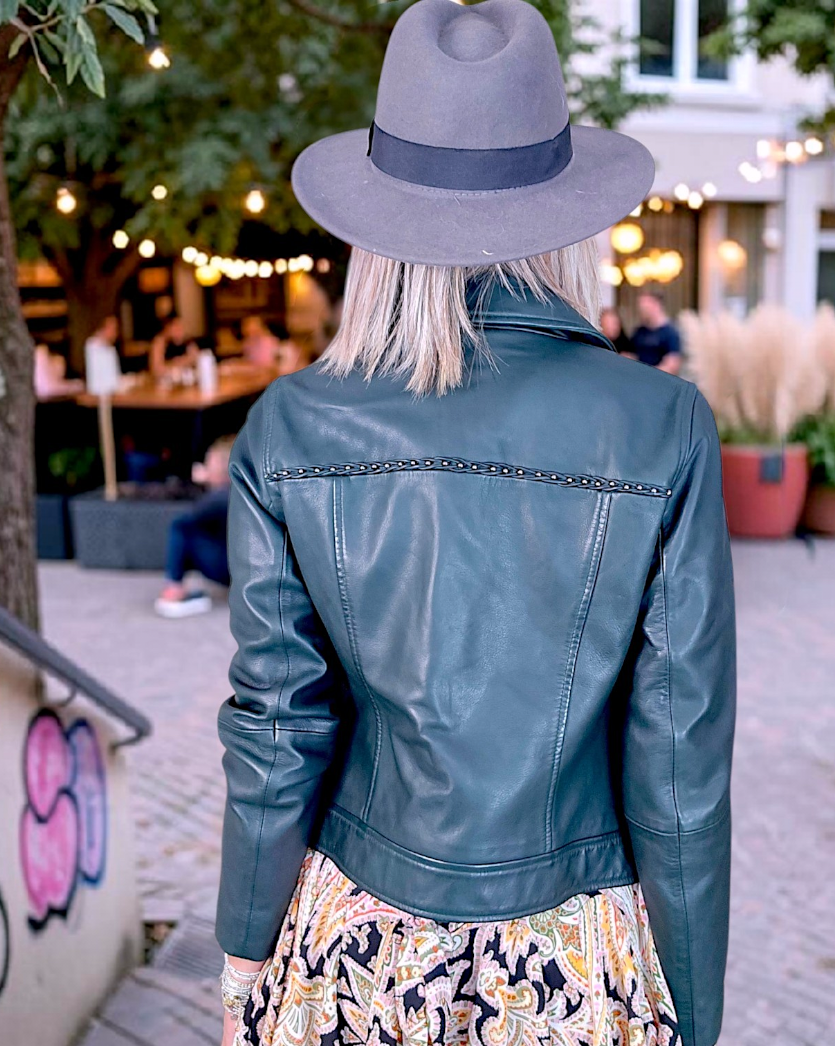 Perfecto vert 100% cuir - 𝐌𝐚𝐫𝐢𝐧𝐚𝟒𝟒𝐟𝐚𝐦𝐢𝐥𝐲