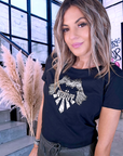 T-shirt noir à inscriptions dorées - 𝐌𝐚𝐫𝐢𝐧𝐚𝟒𝟒𝐟𝐚𝐦𝐢𝐥𝐲