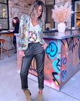 Veste cintrée à imprimé python vert et jaune, munie de strass - 𝐌𝐚𝐫𝐢𝐧𝐚𝟒𝟒𝐟𝐚𝐦𝐢𝐥𝐲