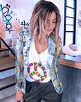 T-shirt blanc muni de perles multicolores peace n'love - 𝐌𝐚𝐫𝐢𝐧𝐚𝟒𝟒𝐟𝐚𝐦𝐢𝐥𝐲