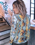 Veste cintrée à imprimé python vert et jaune, munie de strass - 𝐌𝐚𝐫𝐢𝐧𝐚𝟒𝟒𝐟𝐚𝐦𝐢𝐥𝐲