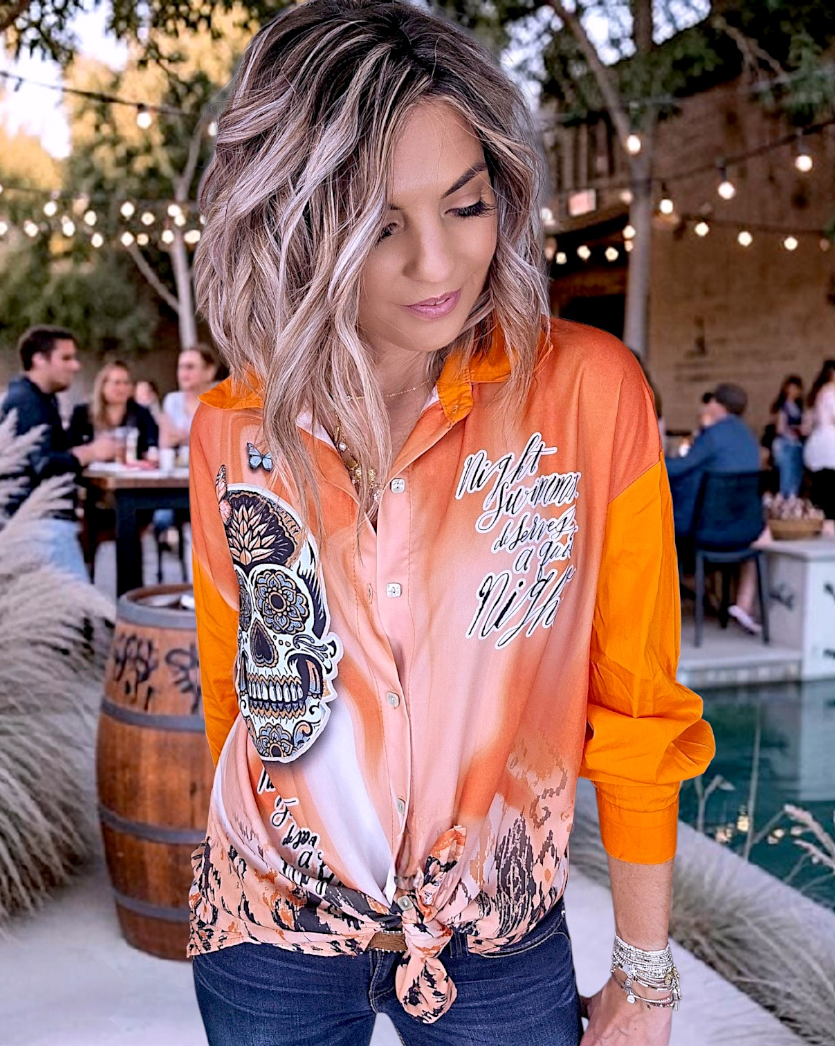 Chemise / tunique orange skull - 𝐌𝐚𝐫𝐢𝐧𝐚𝟒𝟒𝐟𝐚𝐦𝐢𝐥𝐲
