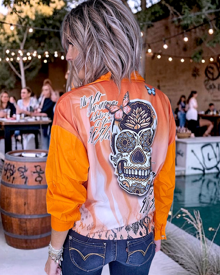 Chemise / tunique orange skull - 𝐌𝐚𝐫𝐢𝐧𝐚𝟒𝟒𝐟𝐚𝐦𝐢𝐥𝐲