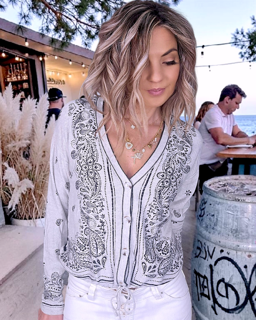 Cardigan marinière à imprimé bandana - 𝐌𝐚𝐫𝐢𝐧𝐚𝟒𝟒𝐟𝐚𝐦𝐢𝐥𝐲