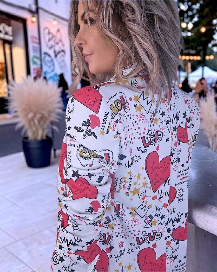 Veste love blanche à imprimé - 𝐌𝐚𝐫𝐢𝐧𝐚𝟒𝟒𝐟𝐚𝐦𝐢𝐥𝐲
