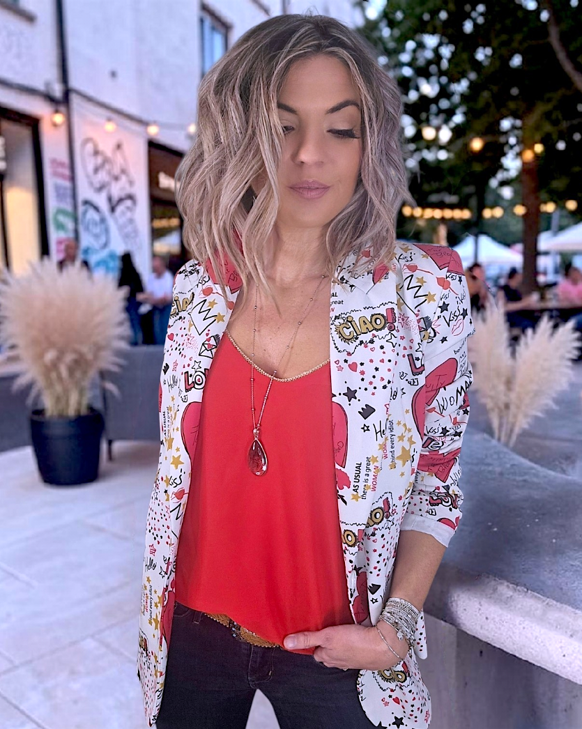 Veste love blanche à imprimé - 𝐌𝐚𝐫𝐢𝐧𝐚𝟒𝟒𝐟𝐚𝐦𝐢𝐥𝐲