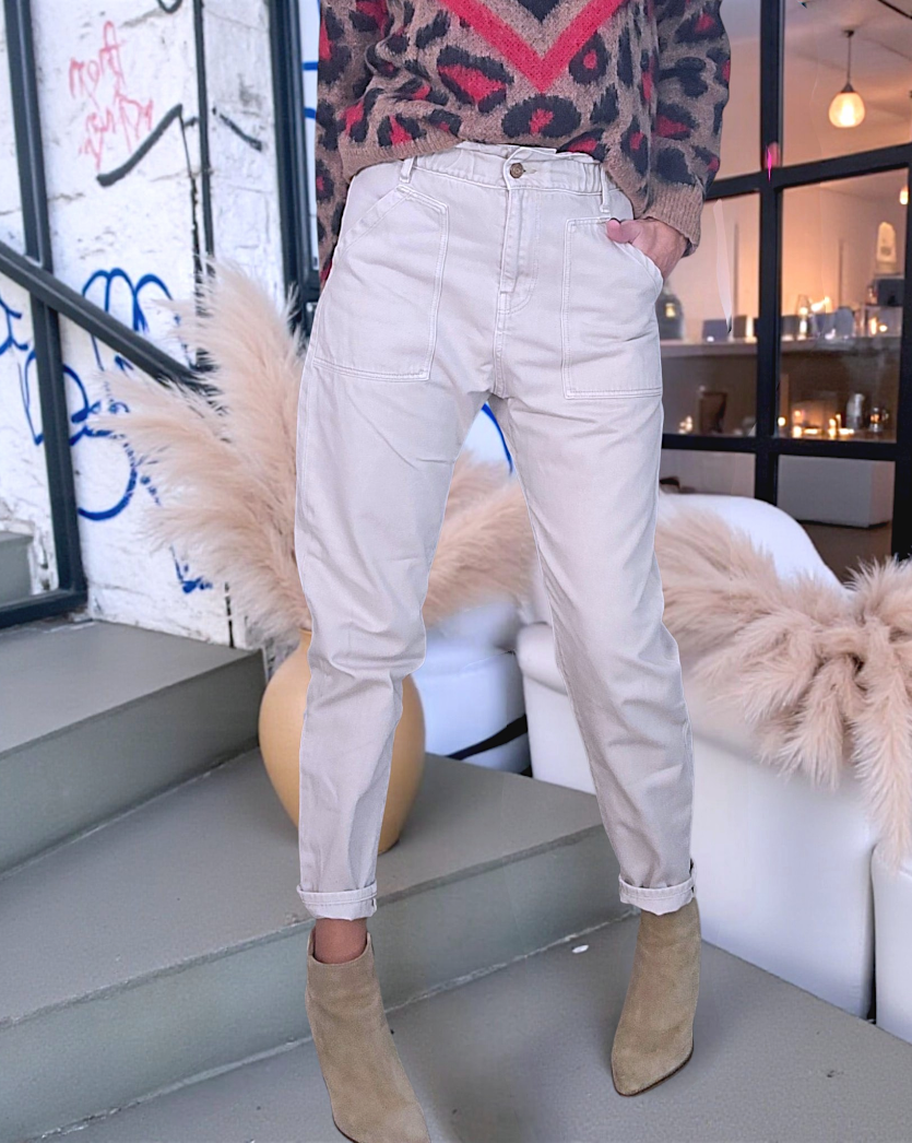 Pantalon beige en coton - 𝐌𝐚𝐫𝐢𝐧𝐚𝟒𝟒𝐟𝐚𝐦𝐢𝐥𝐲