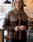 Cardigan marron imprimé léopard