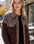 Cardigan marron imprimé léopard