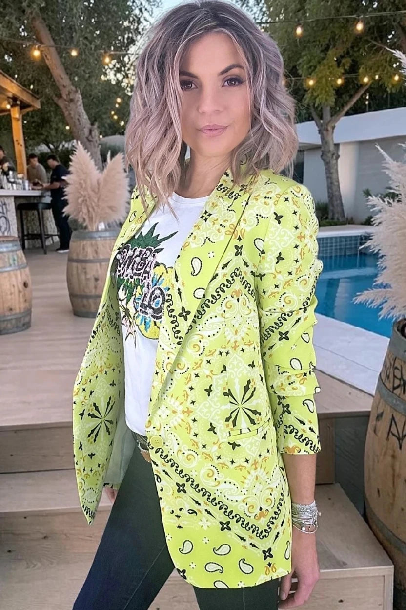 Blazer bandana vert anis - 𝐌𝐚𝐫𝐢𝐧𝐚𝟒𝟒𝐟𝐚𝐦𝐢𝐥𝐲