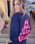 Pull bleu marine à inscriptions - 𝐌𝐚𝐫𝐢𝐧𝐚𝟒𝟒𝐟𝐚𝐦𝐢𝐥𝐲