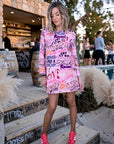 Robe rose à imprimé tags - 𝐌𝐚𝐫𝐢𝐧𝐚𝟒𝟒𝐟𝐚𝐦𝐢𝐥𝐲