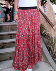 Jupe longue rouge à imprimé fleuri - 𝐌𝐚𝐫𝐢𝐧𝐚𝟒𝟒𝐟𝐚𝐦𝐢𝐥𝐲