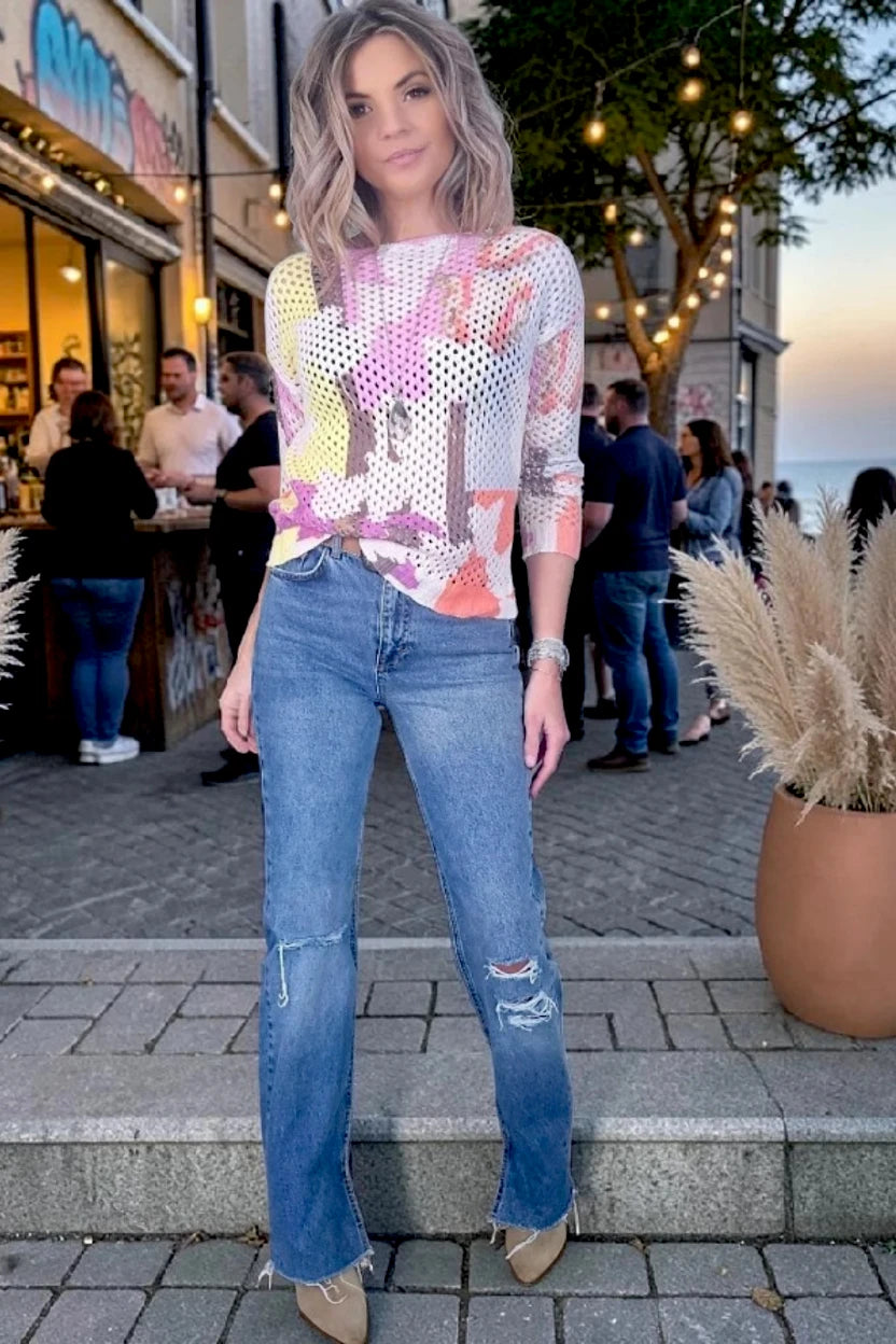 Pull ajourée à imprimé camouflage - 𝐌𝐚𝐫𝐢𝐧𝐚𝟒𝟒𝐟𝐚𝐦𝐢𝐥𝐲