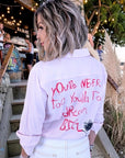 Chemise rayée rose à inscription au dos - 𝐌𝐚𝐫𝐢𝐧𝐚𝟒𝟒𝐟𝐚𝐦𝐢𝐥𝐲