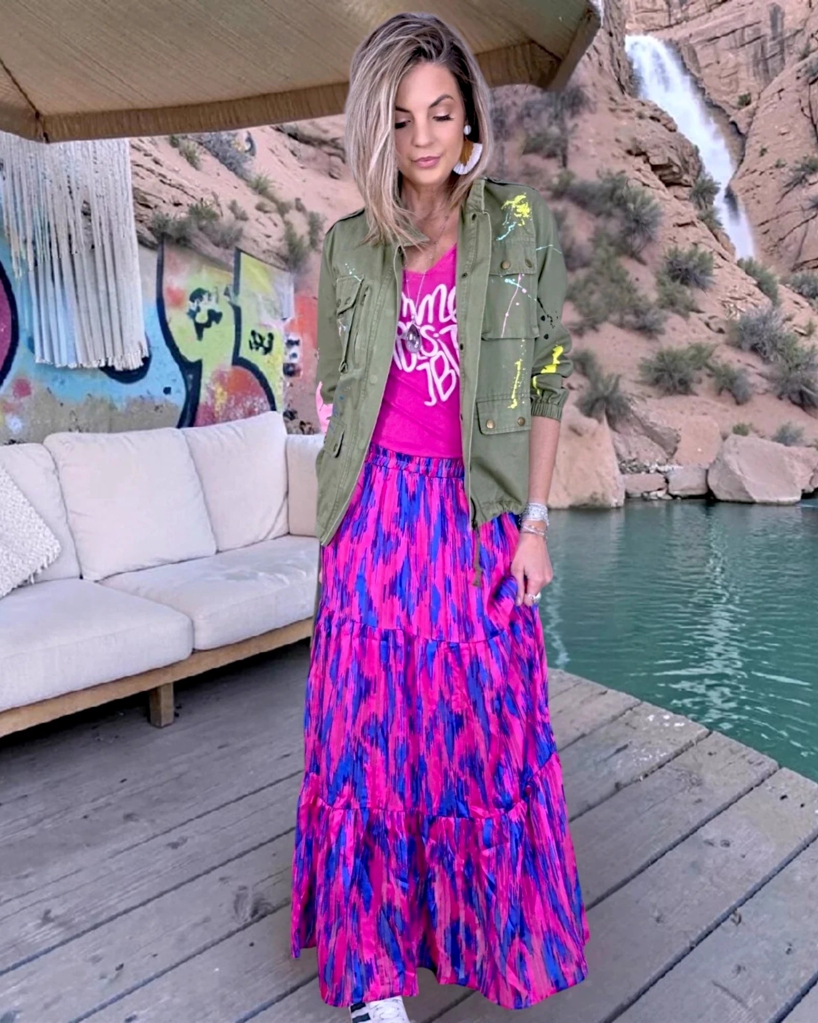 Jupe longue rose fuchsia et bleu roi - 𝐌𝐚𝐫𝐢𝐧𝐚𝟒𝟒𝐟𝐚𝐦𝐢𝐥𝐲