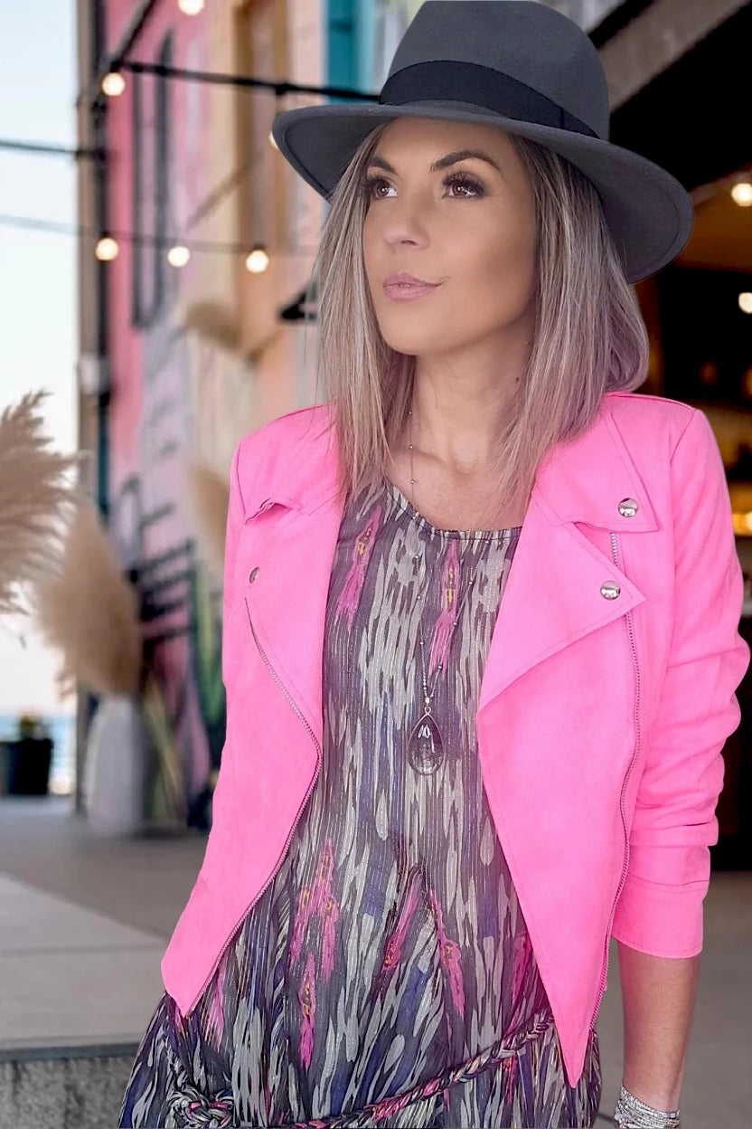 Perfecto suédine rose fluo - 𝐌𝐚𝐫𝐢𝐧𝐚𝟒𝟒𝐟𝐚𝐦𝐢𝐥𝐲