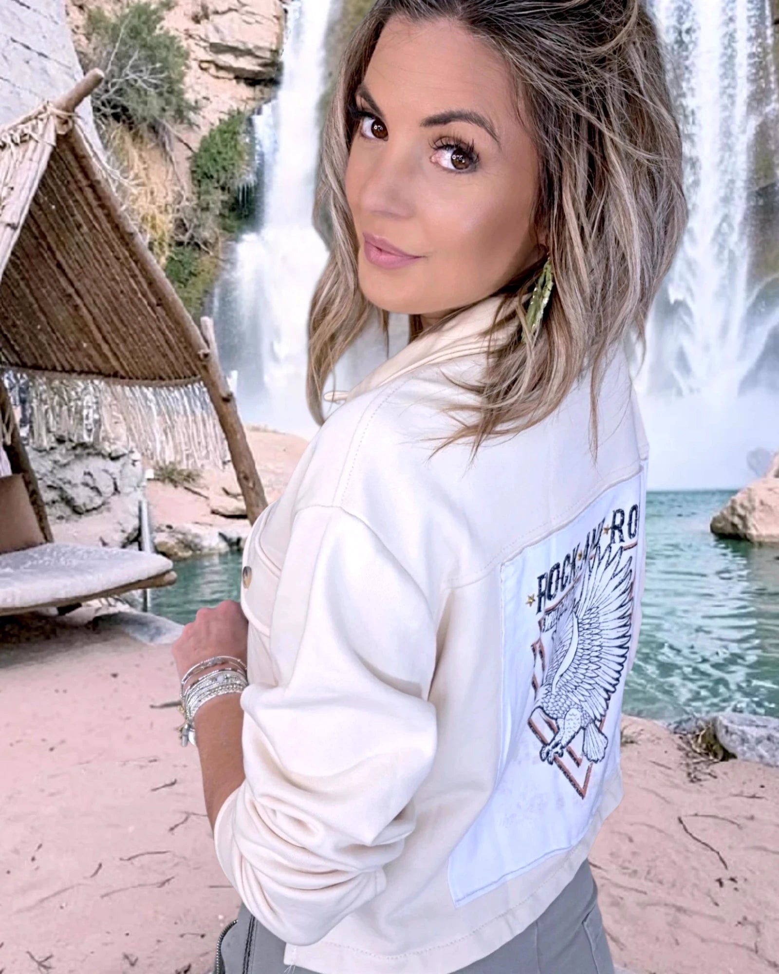 Veste sweat beige rock &amp; roll - 𝐌𝐚𝐫𝐢𝐧𝐚𝟒𝟒𝐟𝐚𝐦𝐢𝐥𝐲