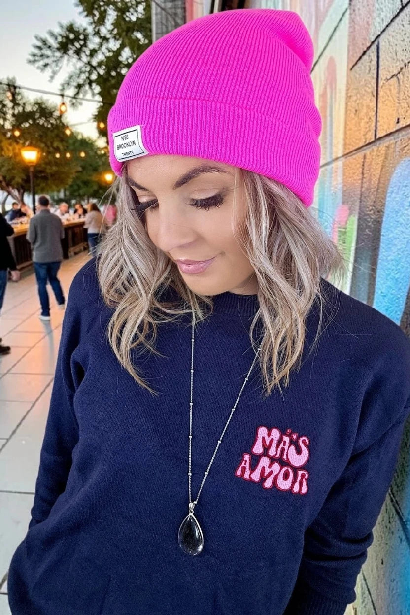 Bonnet à maille fine rose fluo - 𝐌𝐚𝐫𝐢𝐧𝐚𝟒𝟒𝐟𝐚𝐦𝐢𝐥𝐲