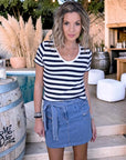 Haut en coton à maille rayé bleu marine - 𝐌𝐚𝐫𝐢𝐧𝐚𝟒𝟒𝐟𝐚𝐦𝐢𝐥𝐲
