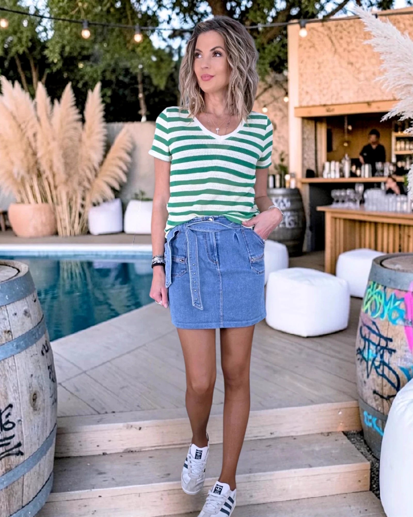 Haut en coton à maille rayé vert - 𝐌𝐚𝐫𝐢𝐧𝐚𝟒𝟒𝐟𝐚𝐦𝐢𝐥𝐲