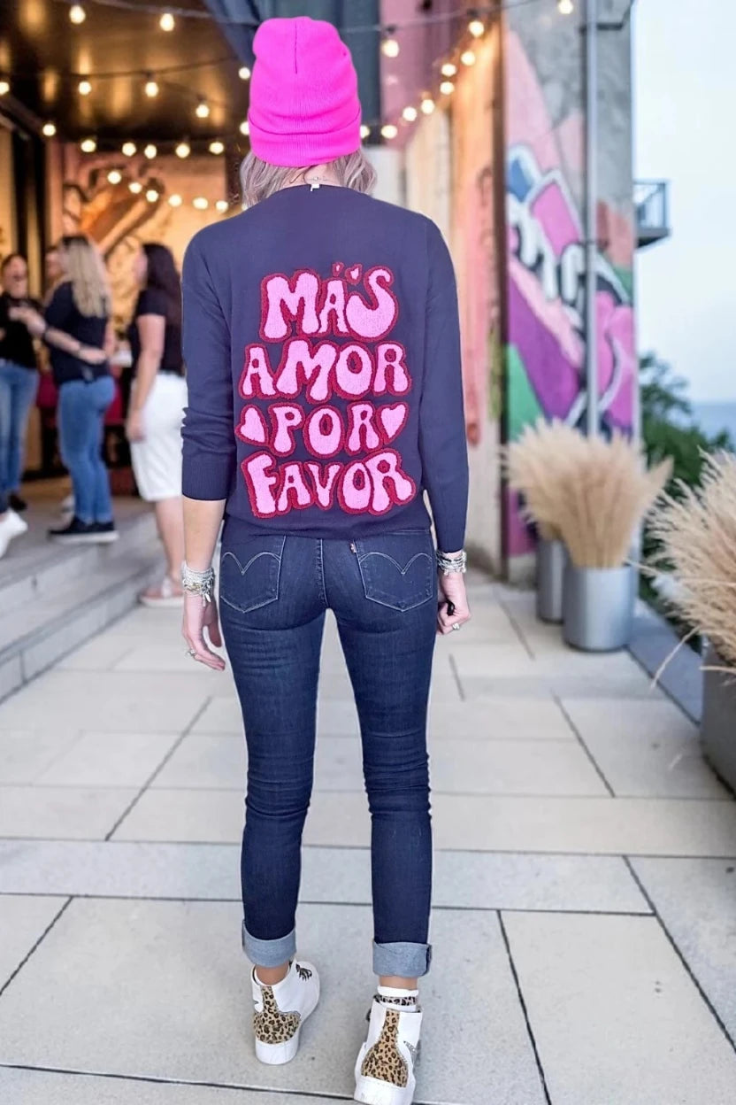 Pull bleu marine à inscriptions - 𝐌𝐚𝐫𝐢𝐧𝐚𝟒𝟒𝐟𝐚𝐦𝐢𝐥𝐲