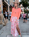 Pull corail clair à maille fine côtelée - 𝐌𝐚𝐫𝐢𝐧𝐚𝟒𝟒𝐟𝐚𝐦𝐢𝐥𝐲