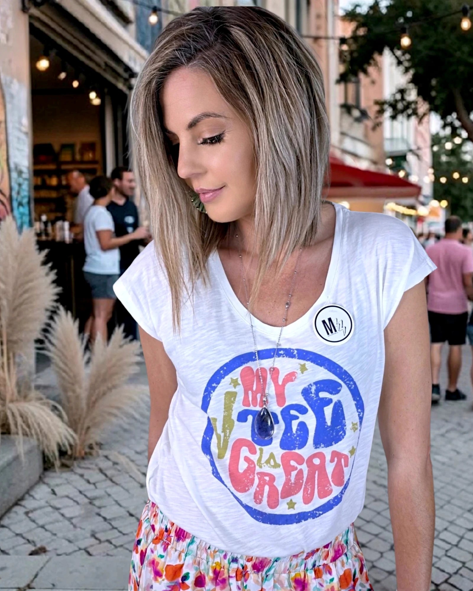 T-shirt blanc "My tee great" - 𝐌𝐚𝐫𝐢𝐧𝐚𝟒𝟒𝐟𝐚𝐦𝐢𝐥𝐲