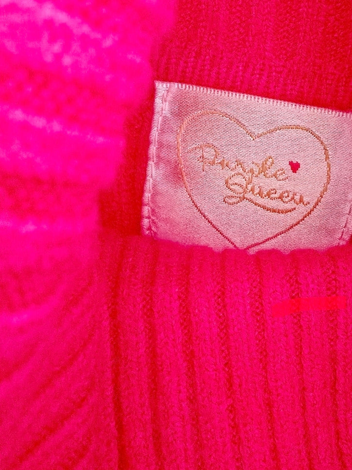 Pull col roulé cachemire fuchsia