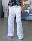 Pantalon blanc broderie anglaise