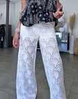 Pantalon blanc broderie anglaise