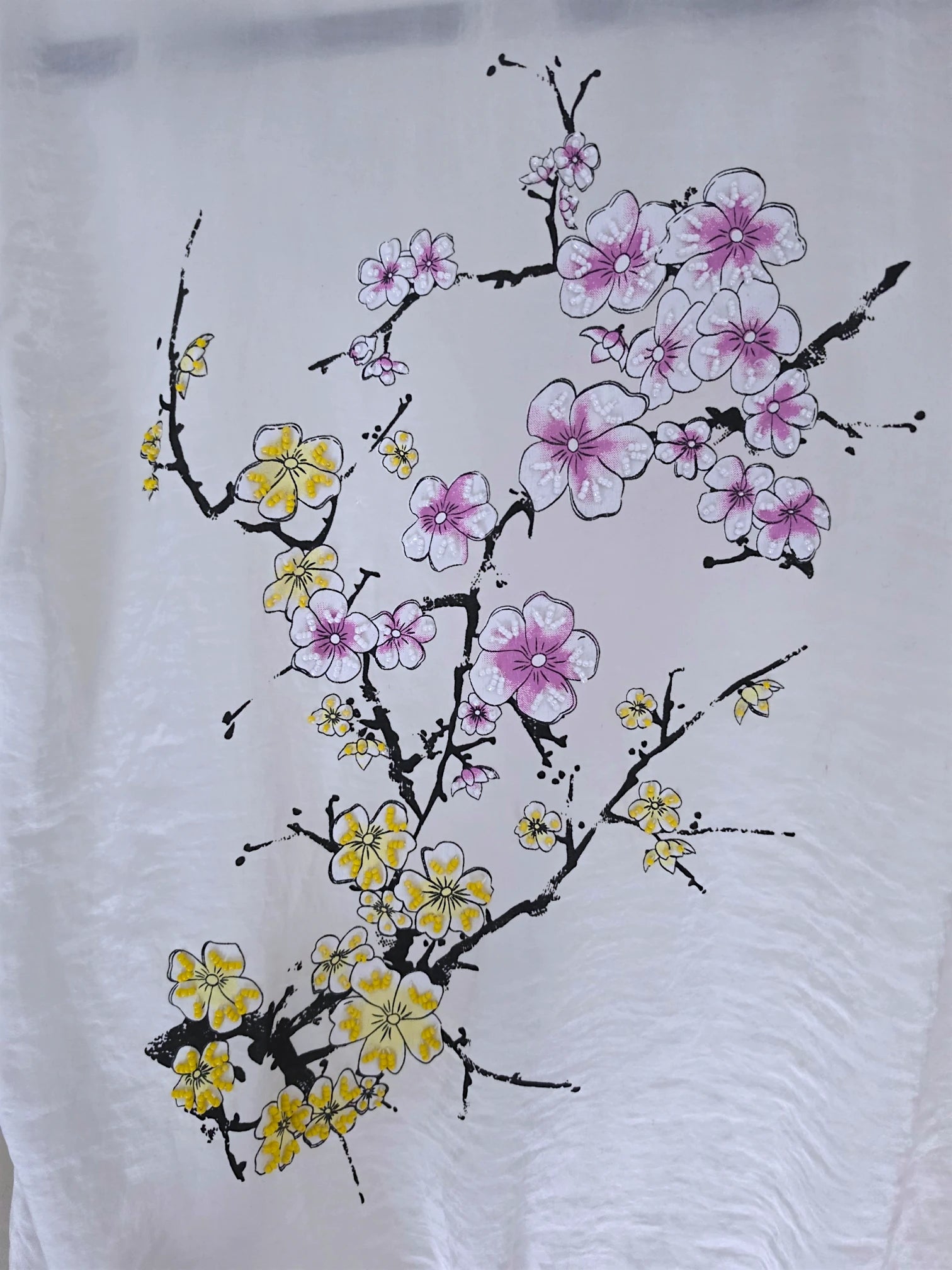 Veste blanche à imprimé japonais au dos