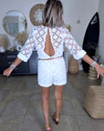 Combi-short en plumetis blanc