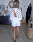 Combi-short en plumetis blanc
